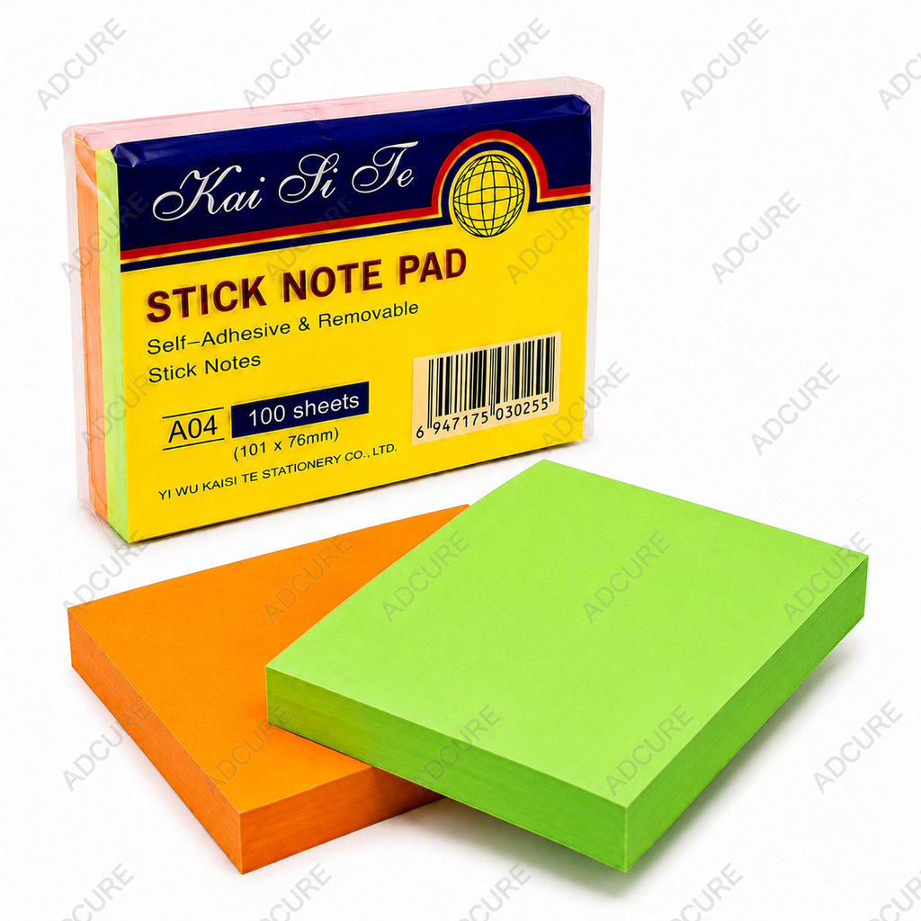 Kai Li Te Self-Adhesive Removable Stick Notepad – 100 Sheets (A04 - 101x76mm)