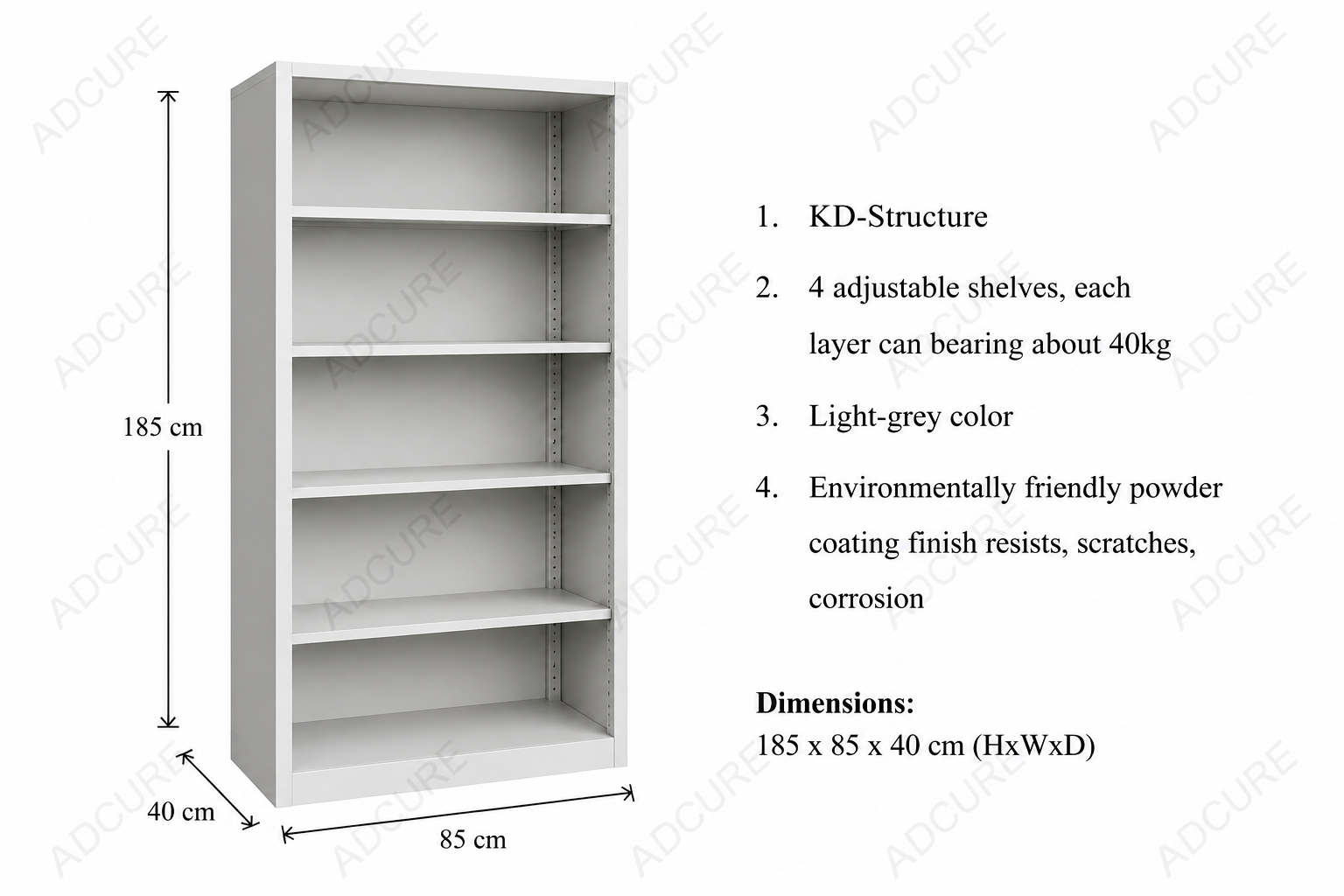 Adcure 5-Layer Open Shelves Steel Cabinet
