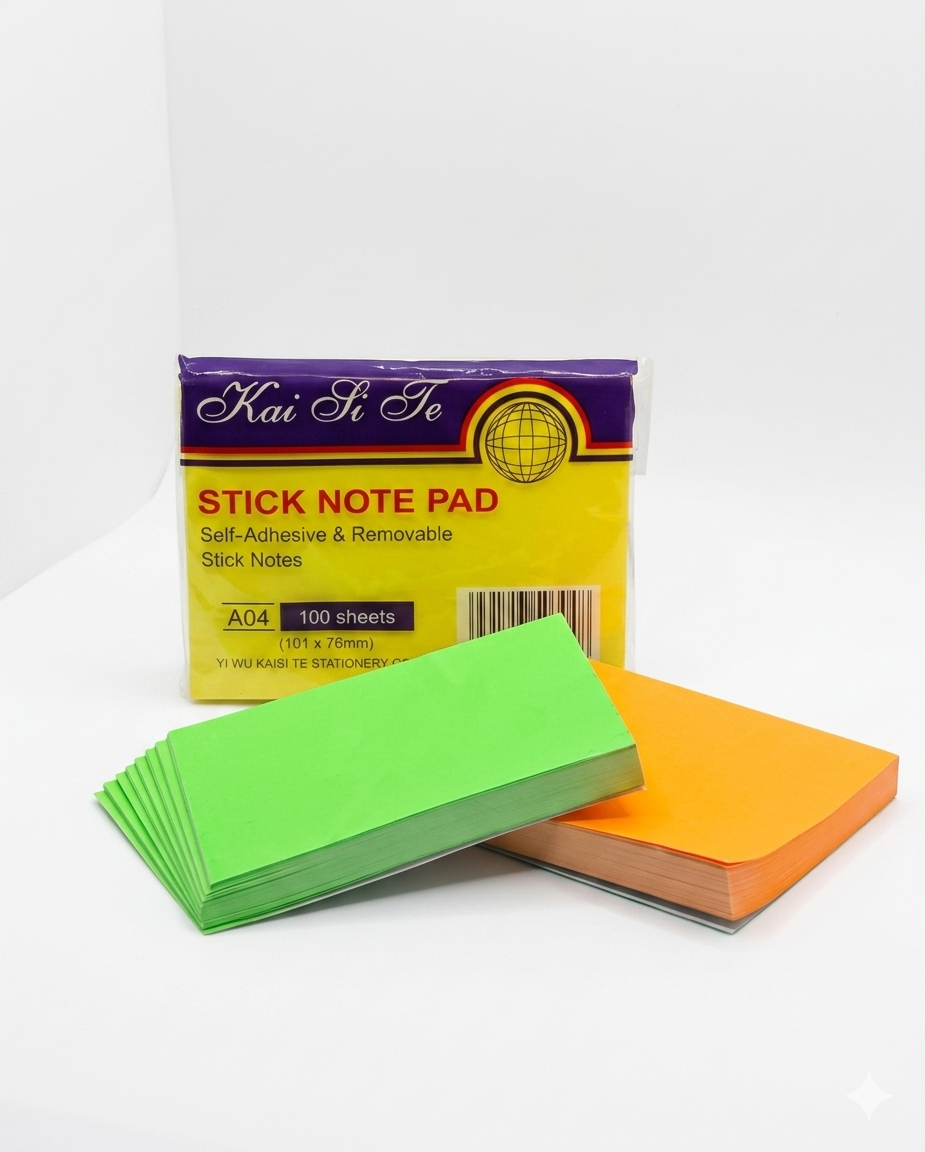 Kai Li Te Self-Adhesive Removable Stick Notepad – 100 Sheets